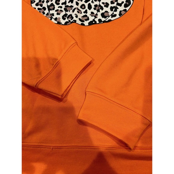 Women's Lightweight Orange Animal Print Pumpkin Sweatshirt Long Sleeve XL Fall - Picture 6 of 8